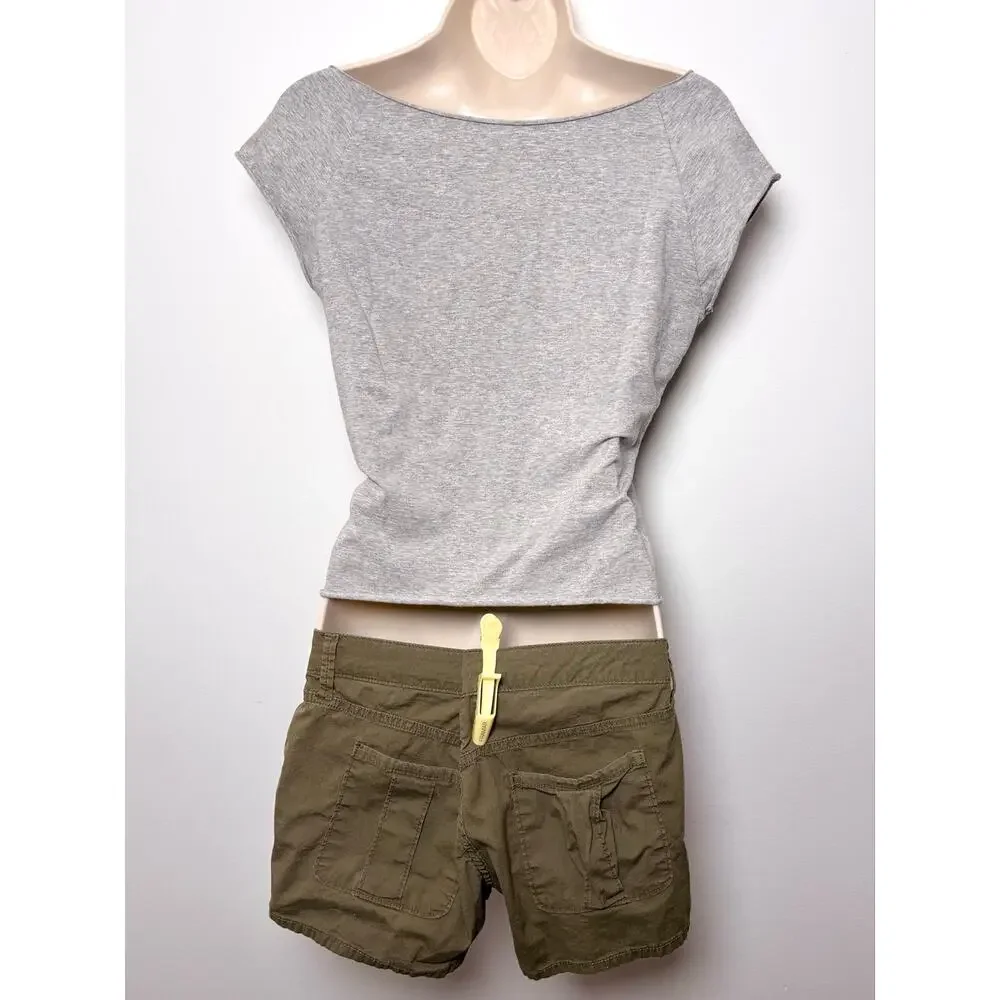 Urban Outfitters Grey Boatneck Raw Hem Crop Top Size M - Picture 3 of 4